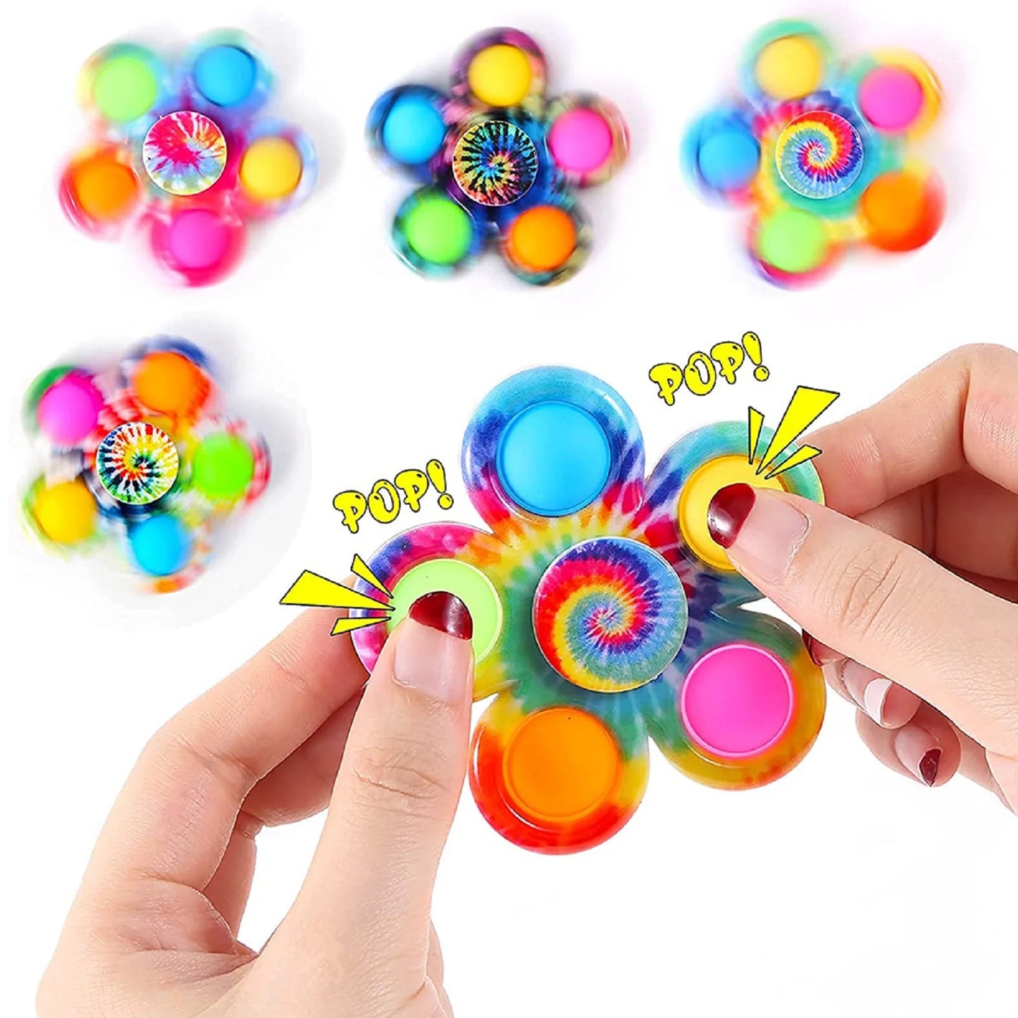 Pop Fidget Spinner Toys – 4-Pack Bubble Sensory Set for Kids