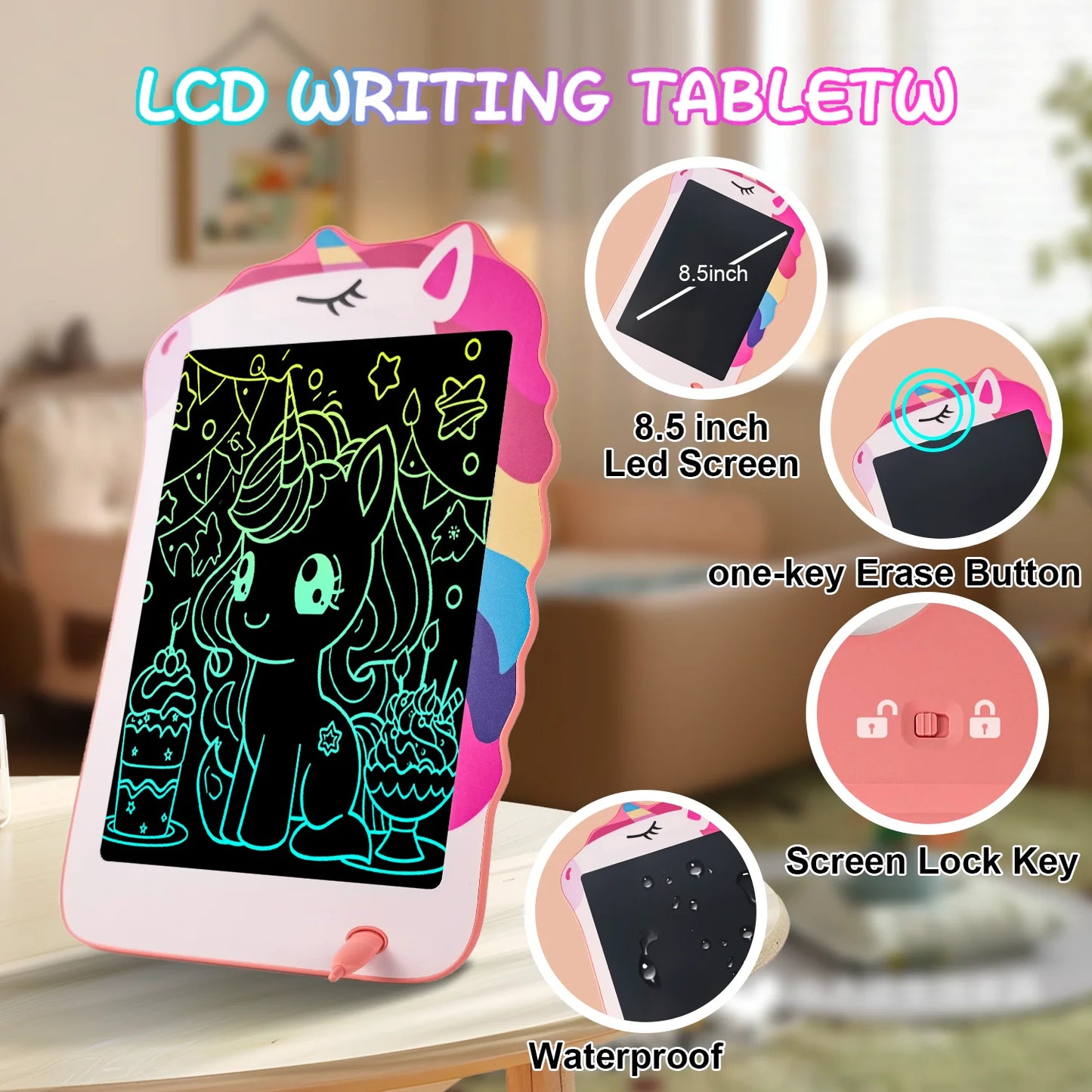 Kids LCD Writing Tablet – 8.5" Colorful Doodle & Drawing Board